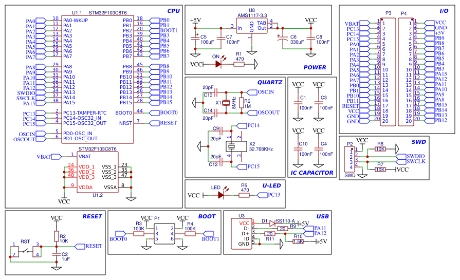 Проект STM32F103C8T8 Resources - EasyEDA