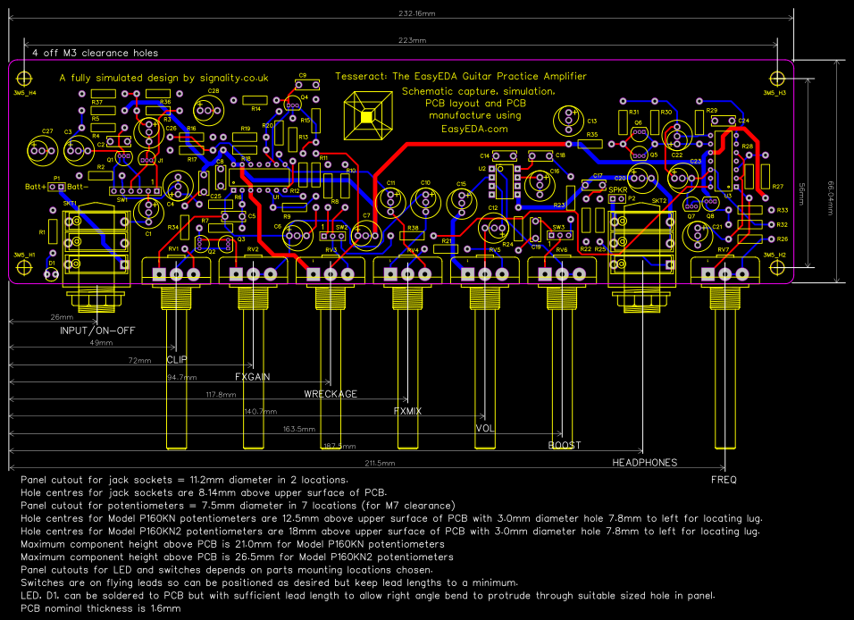 Tesseract Guitar Practice Amp PCB Resources - EasyEDA
