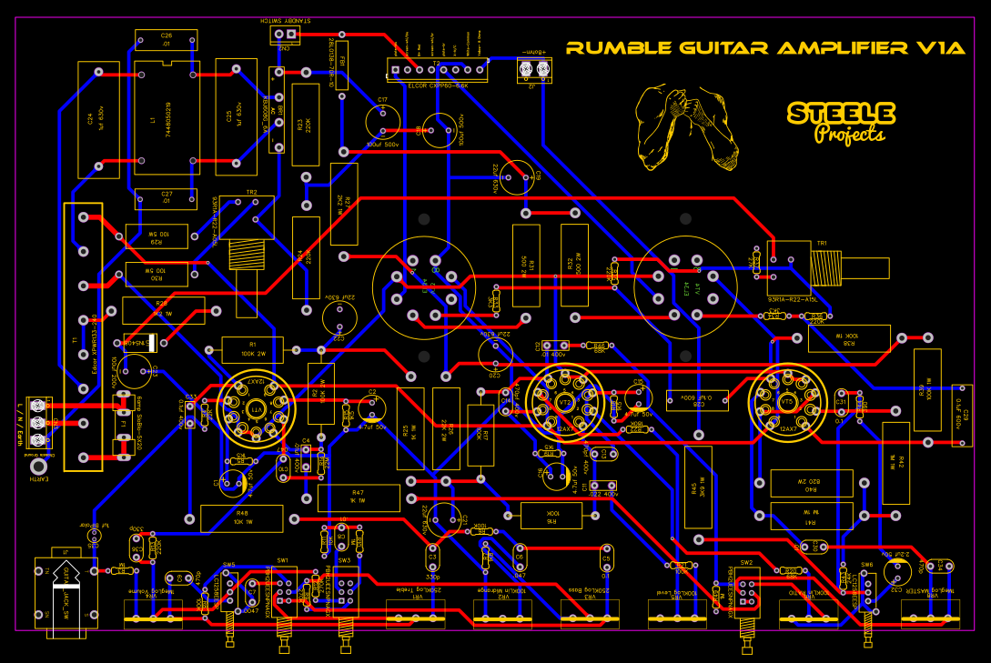 Rumbled Components PCB_Rumble Guitar Amp Resources - EasyEDA