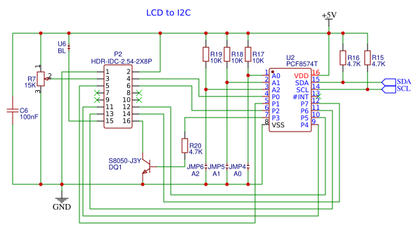 LCD to I2C Resources - EasyEDA