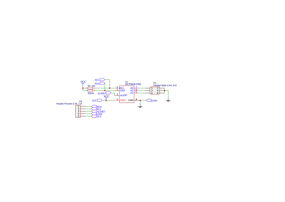 Schematic MCP9805 I2C Temp Resources - EasyEDA