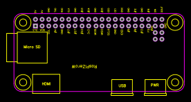 Raspberry Pi Zero W - Med Outline og GPIO's. Resources - EasyEDA