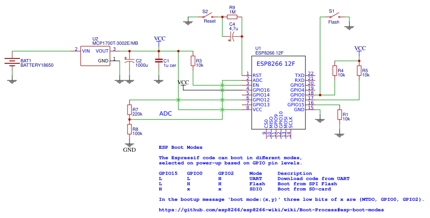 ESP8266 12F Minimal Wiring Resources - EasyEDA
