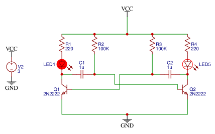 Astable multi vibrator circuit Sim Resources - EasyEDA