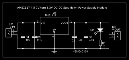 2 Moduli LM1117 AMS1117 Step-Down DC-DC 4.5-7V A 3.3V Alimentazione