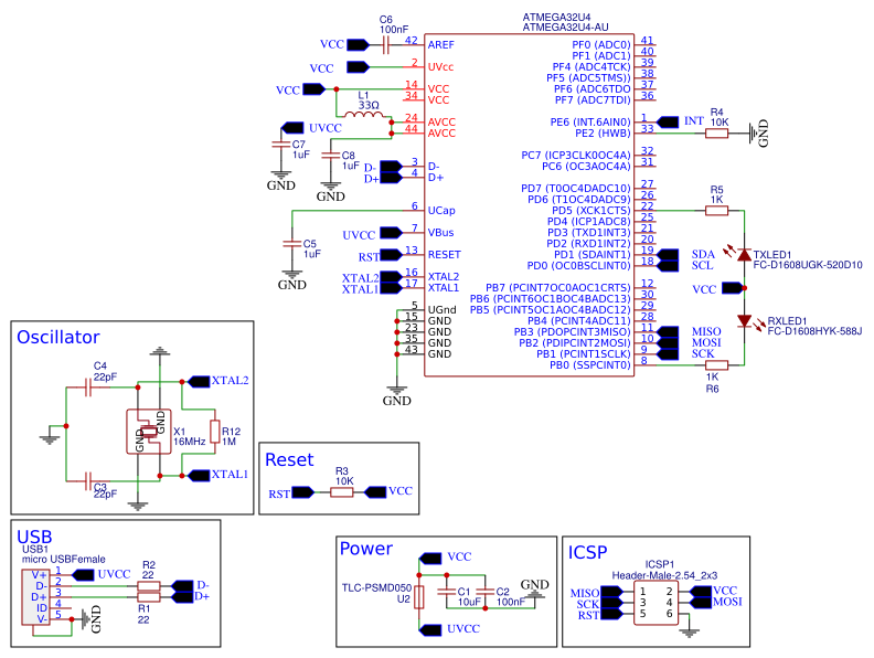 Atmega32u4 Basic Resources - EasyEDA