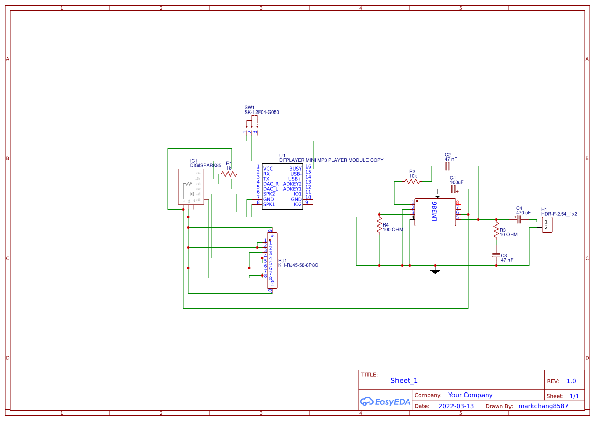 attiny 85 doorbell EasyEDA open source hardware lab