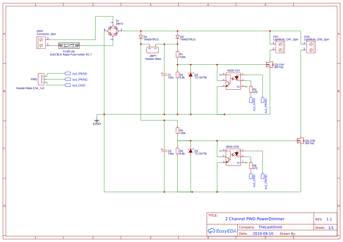 2 channel PWD PowerDimmer - EasyEDA open source hardware lab