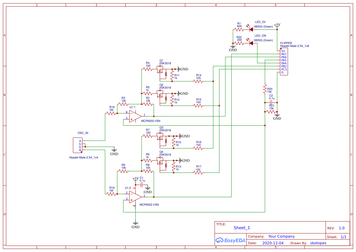 Flipper Oscilloscope EasyEDA open source hardware lab