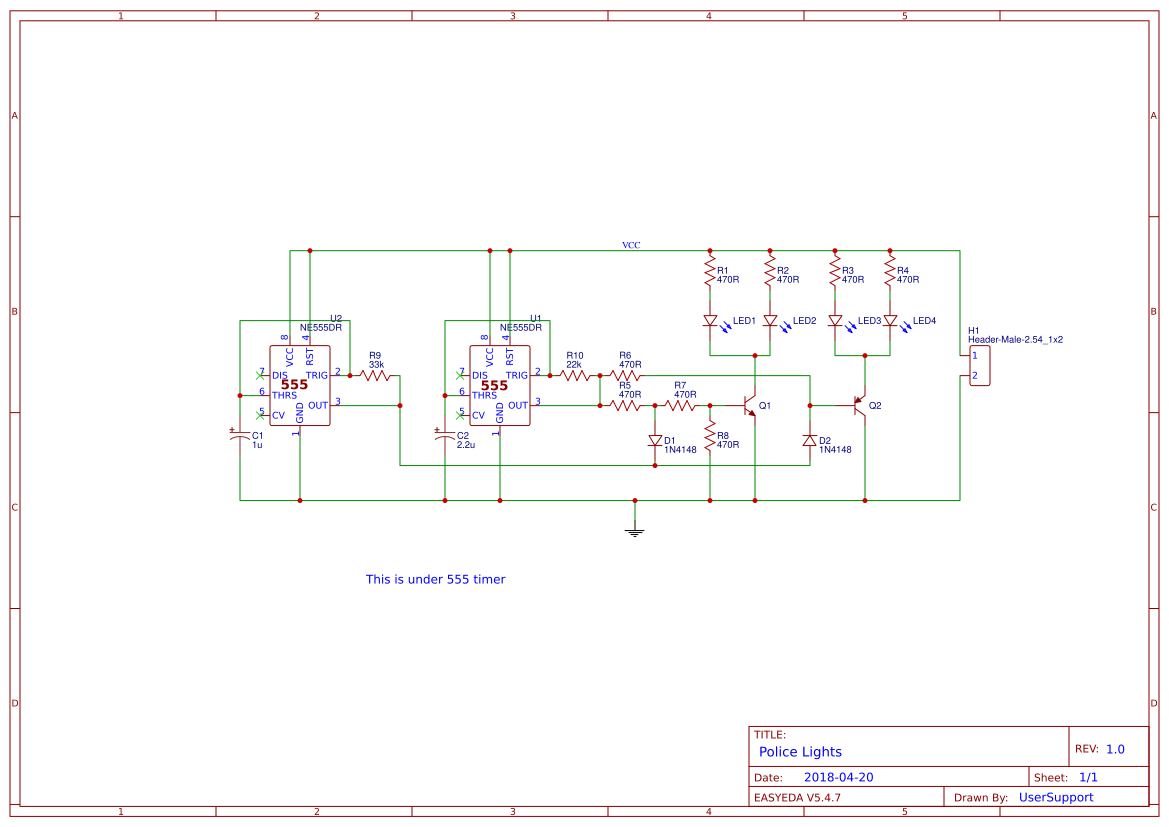 Police Led 555 Timer 555 Timer - Police Lights - OSHWLab