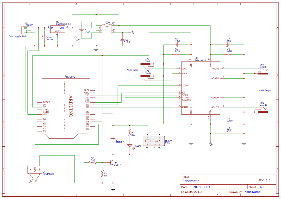 Analog Volume Control With Arduino EasyEDA