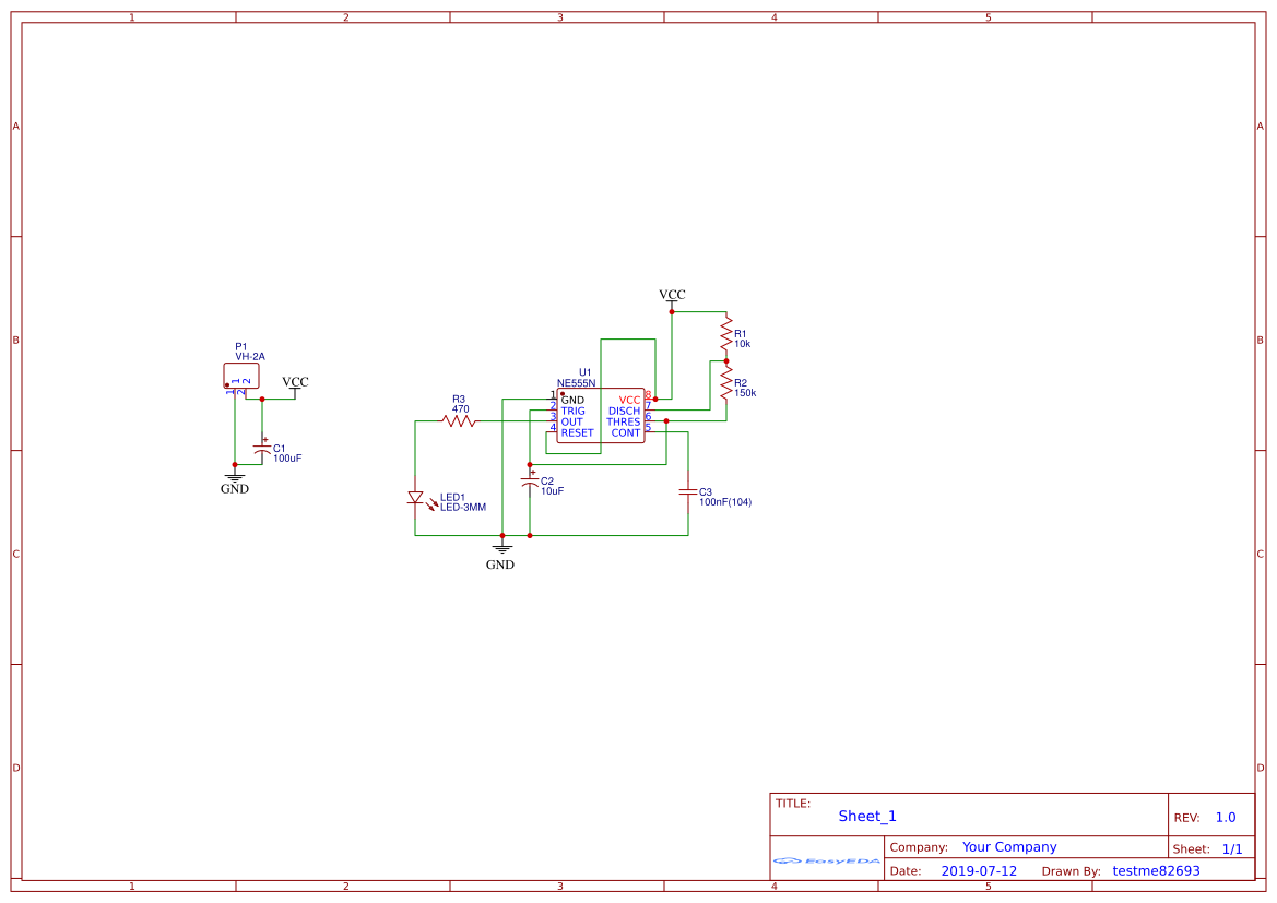 Fake Car Alarm Circuit 555 led Flash EasyEDA open source hardware lab