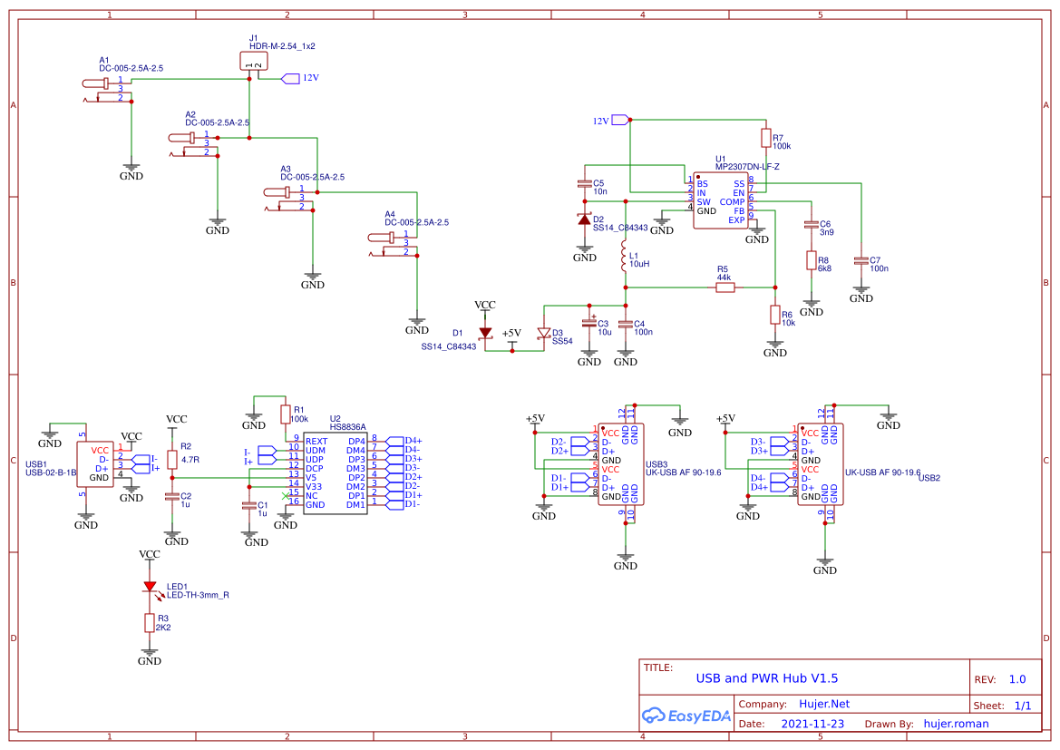 USB and PWR Hub v1.5 - OSHWLab