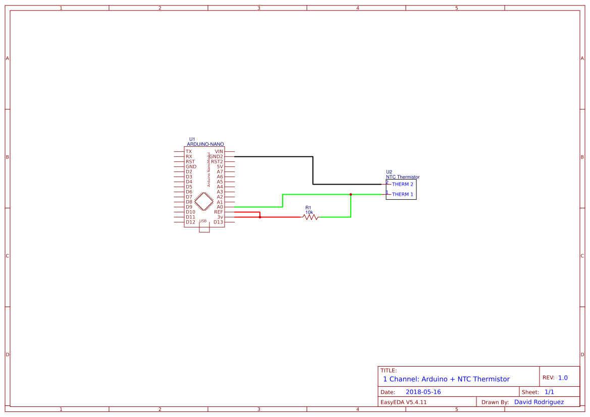 Arduino + 1 NTC Thermistor - OSHWLab