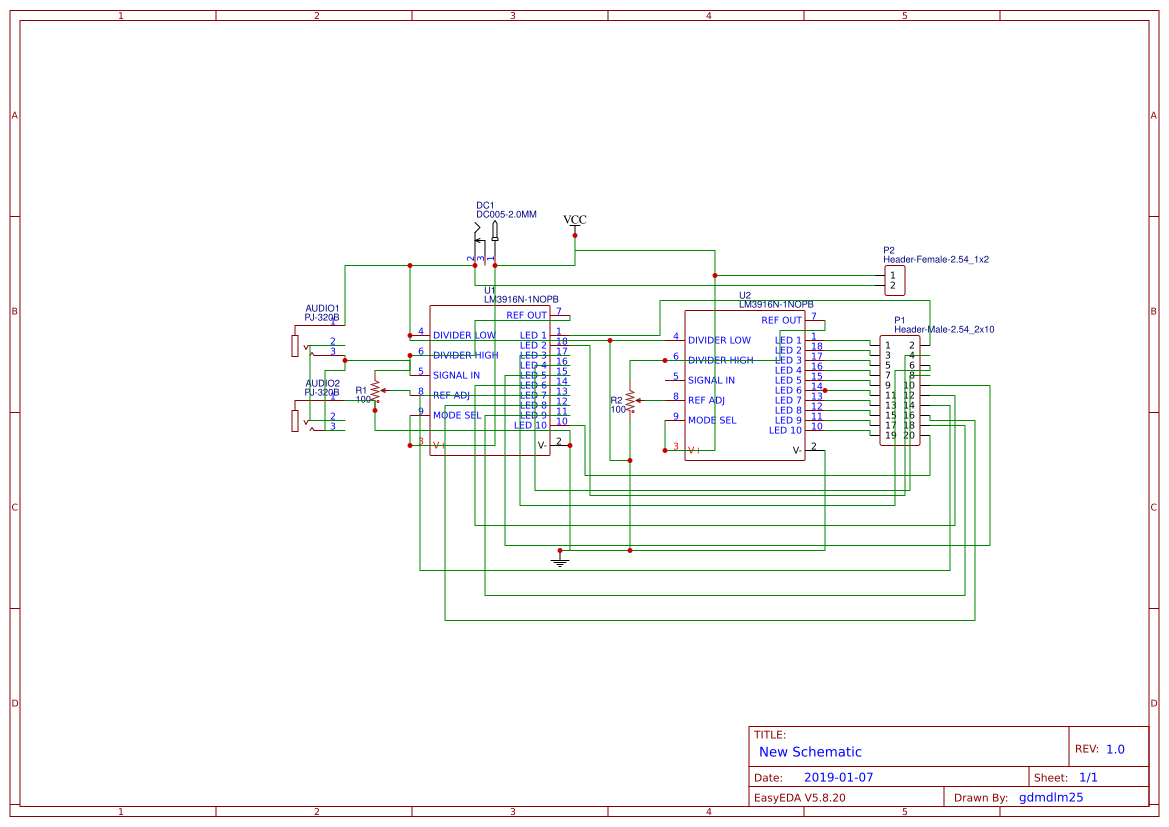 Stereo VU Meter - EasyEDA open source hardware lab