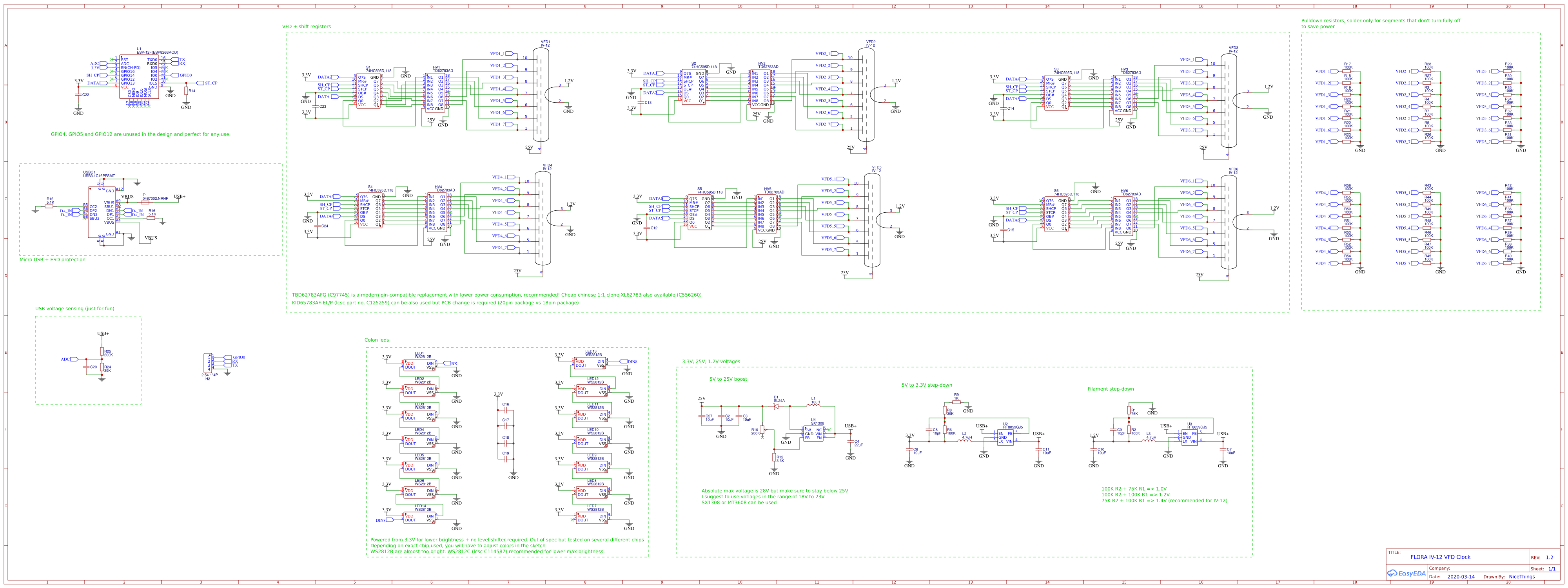 VFD_CLOCK_IV12 EasyEDA open source hardware lab
