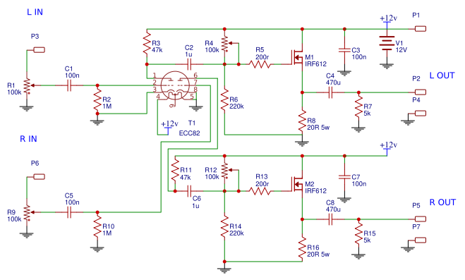 ECC82 Valve preamp - EasyEDA open source hardware lab