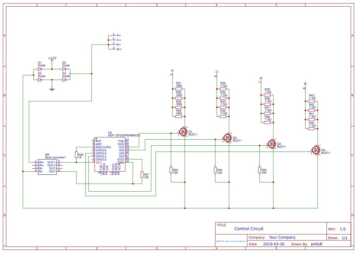 RGBWLED control board for ESP12 EasyEDA open source hardware lab