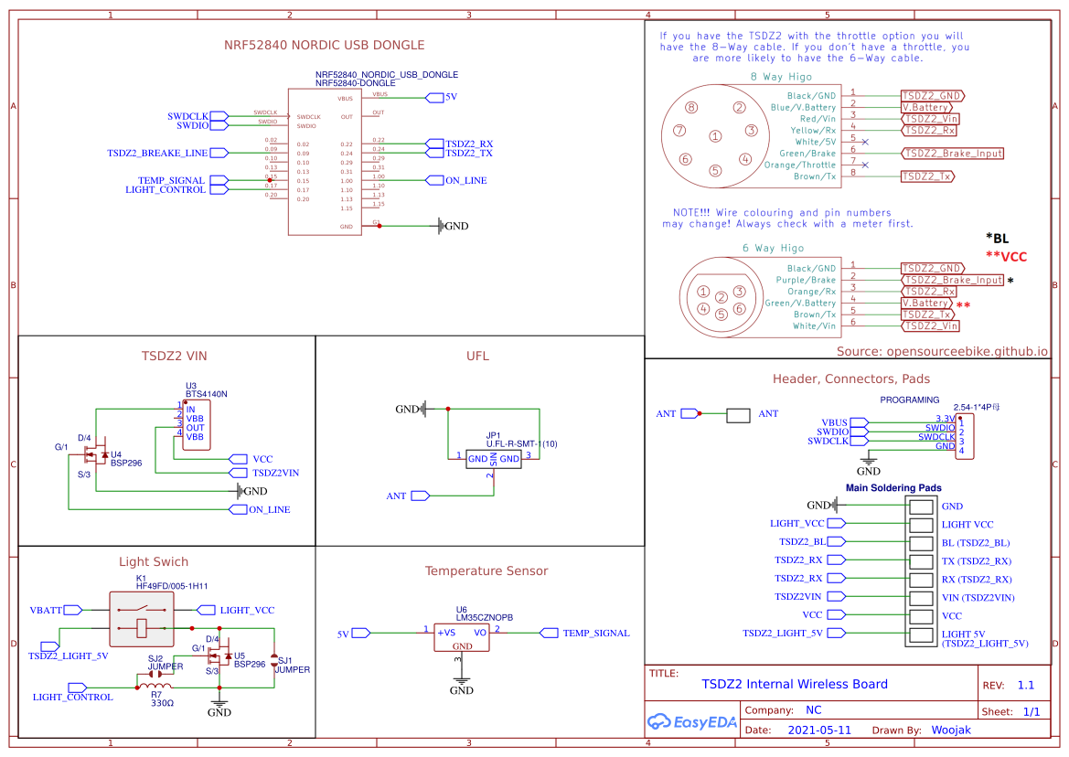 TSDZ2 Internal Wireles board Public EasyEDA open source hardware lab