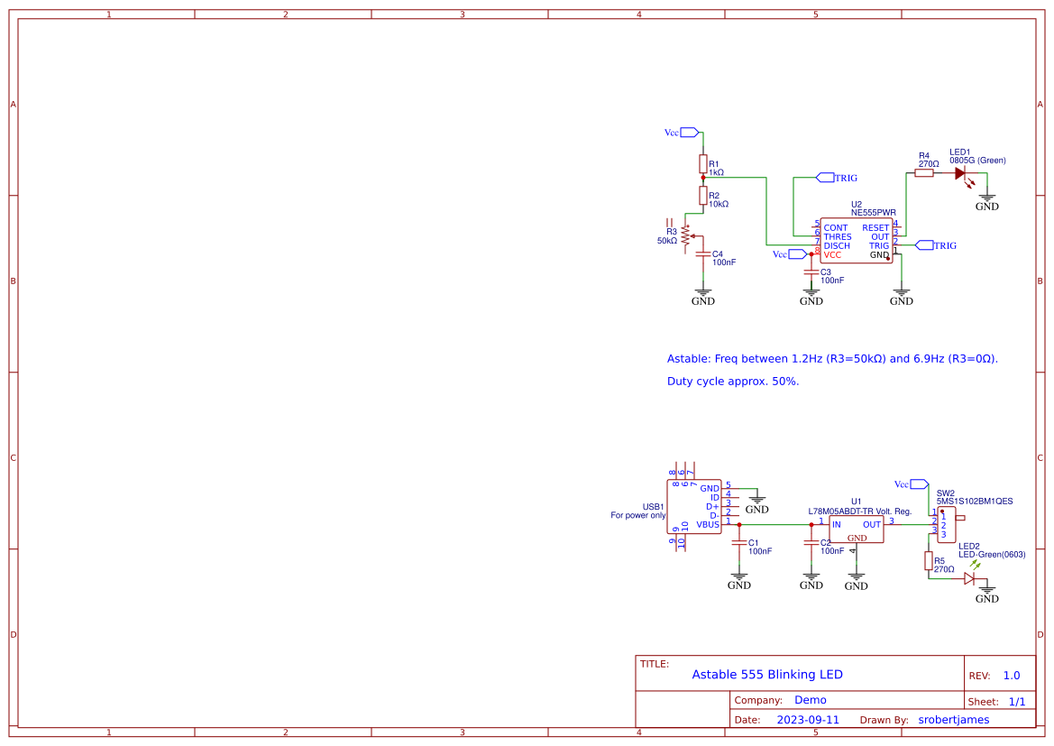 Astable 555 Timer Demo - OSHWLab