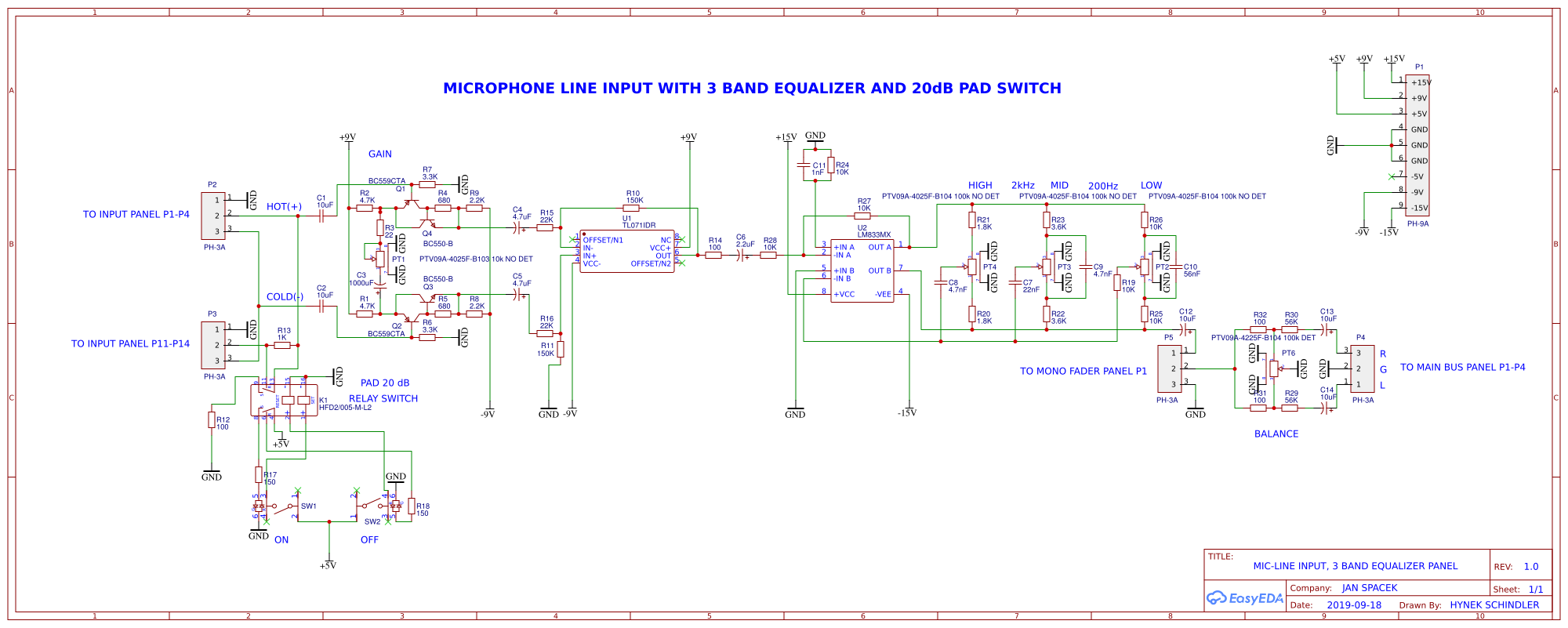 MIC LINE WITH 3 BAND EQ - OSHWLab