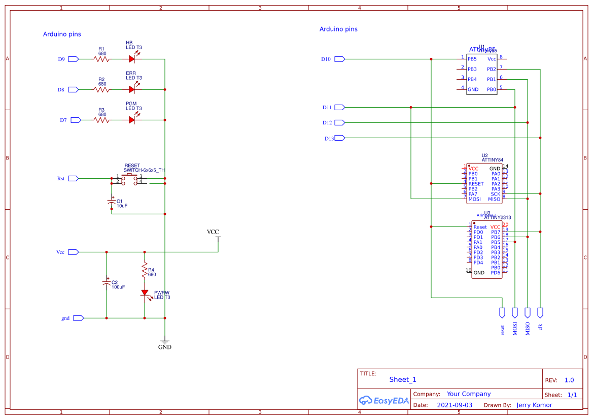 UNO ATtiny 84_85 programmer shield - EasyEDA open source hardware lab