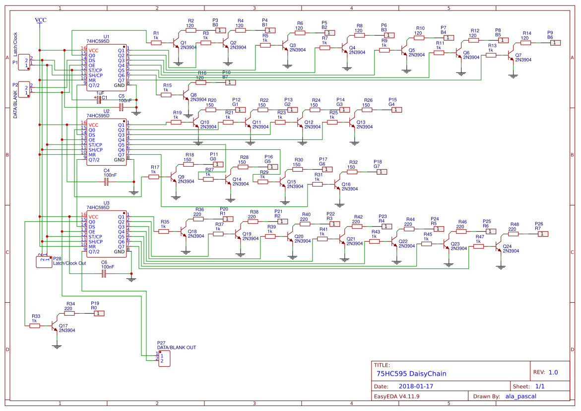 75HC595 DAISY CHAIN - OSHWLab