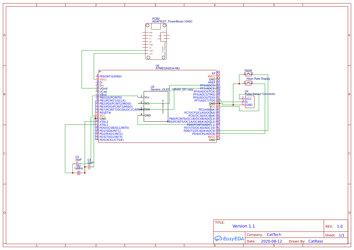 CatTech Smart Watch v1.0 EasyEDA open source hardware lab