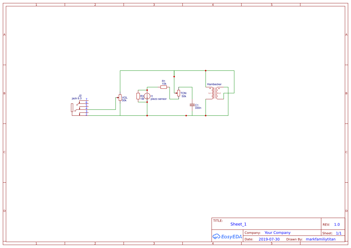 схема бас мода на пєзо датчику - OSHWLab
