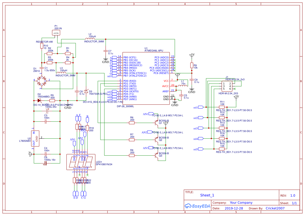 Voltmetr atmega8 - EasyEDA open source hardware lab