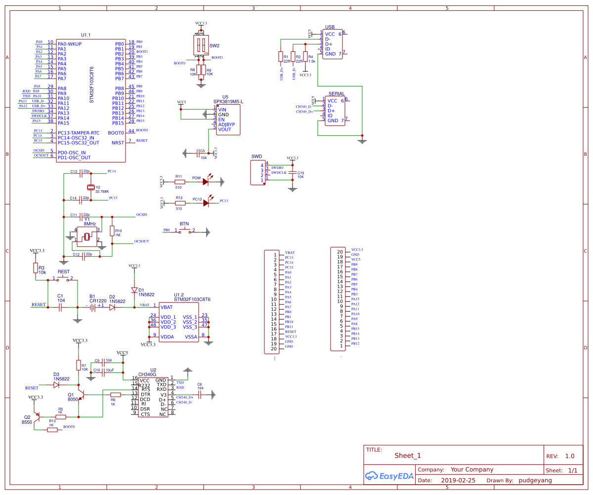 stm32f103c8t6_board - EasyEDA open source hardware lab image.