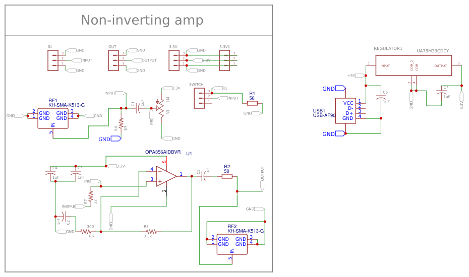 Noninverting Amplifier (Eagle & EasyEDA) OSHWLab
