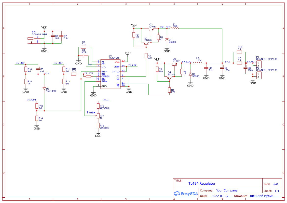 TL494 step-down regulator - OSHWLab