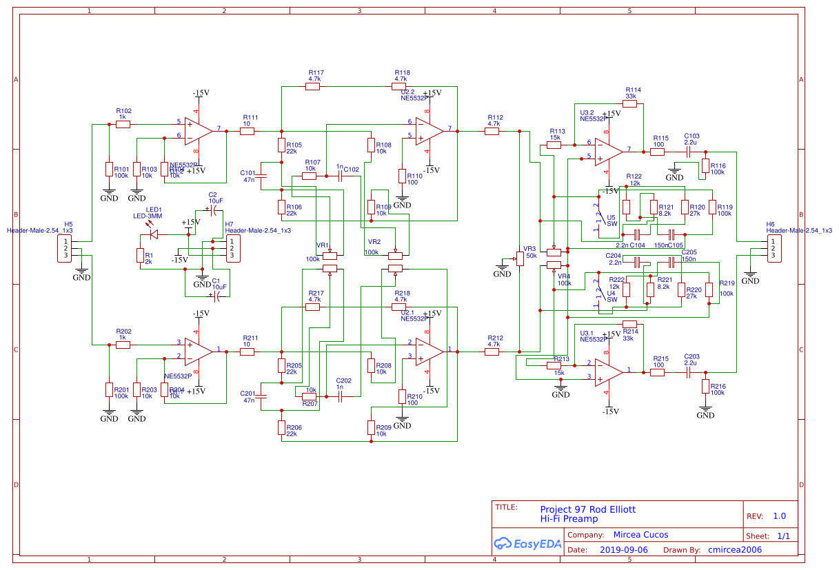 Project 97 Rod Elliott with custom made loudness - EasyEDA open source