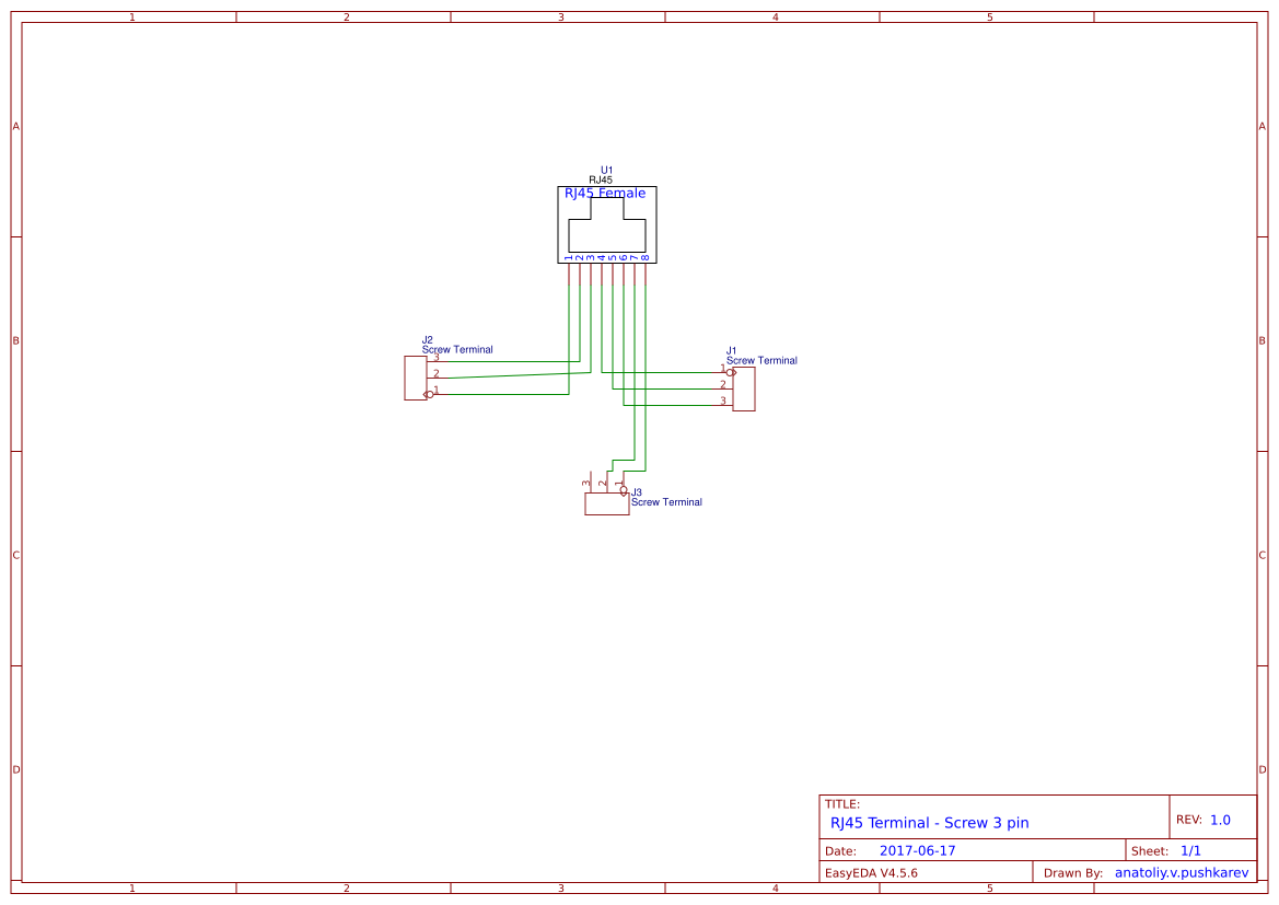Terminal PCB RJ45-Screw_3pin - EasyEDA open source hardware lab