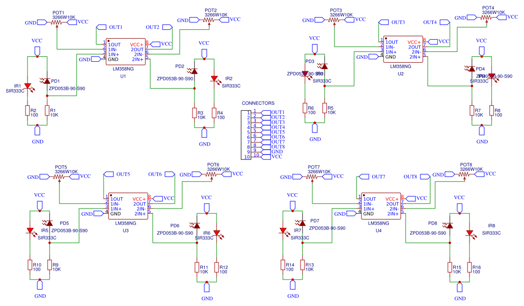 8 channel IR Array - OSHWLab