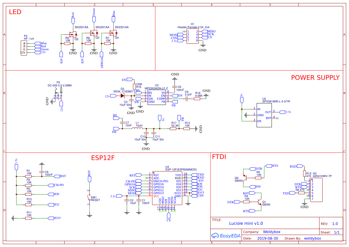 Luciole mini v1.0 - EasyEDA open source hardware lab