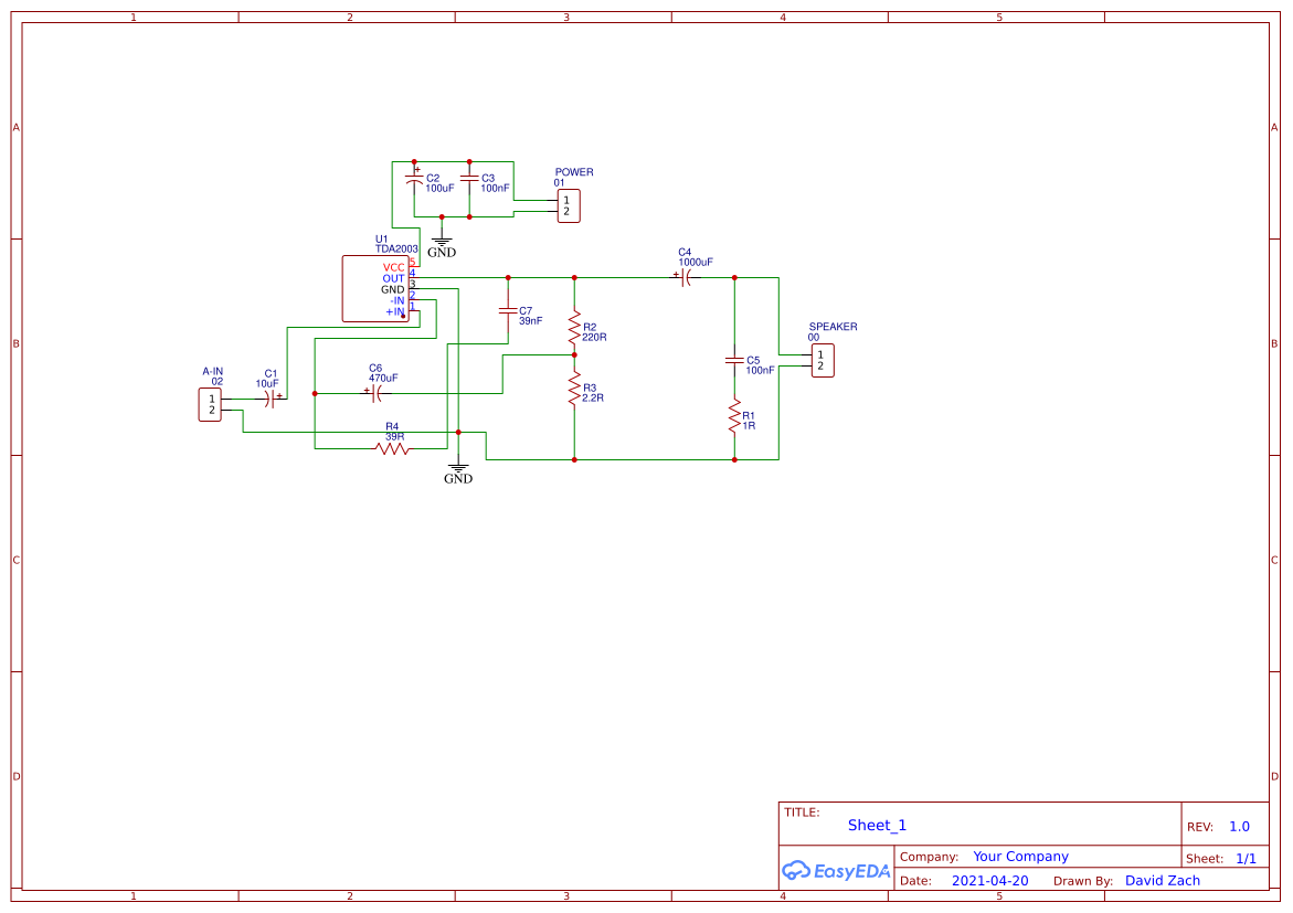 TDA2003 Audio Amp - OSHWLab