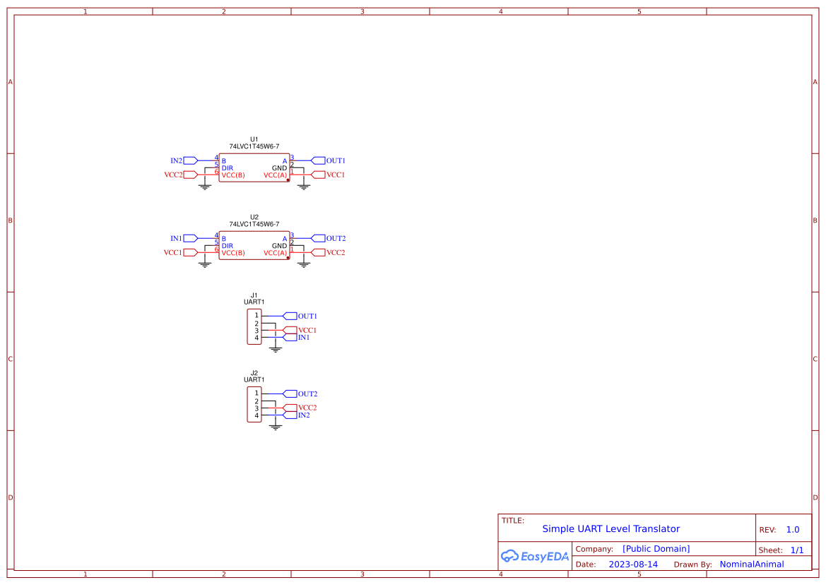 Simple UART voltage level translator EasyEDA open source hardware lab