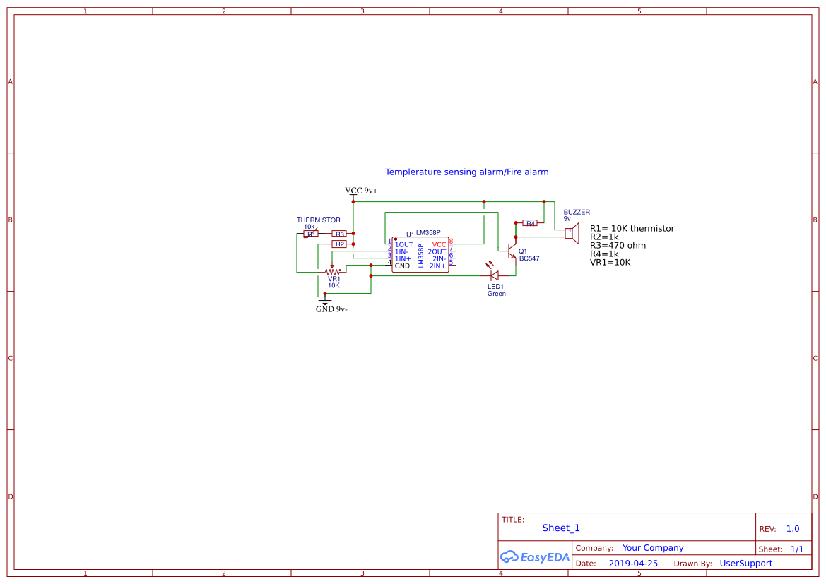 Temperature sensing alarm EasyEDA open source hardware lab