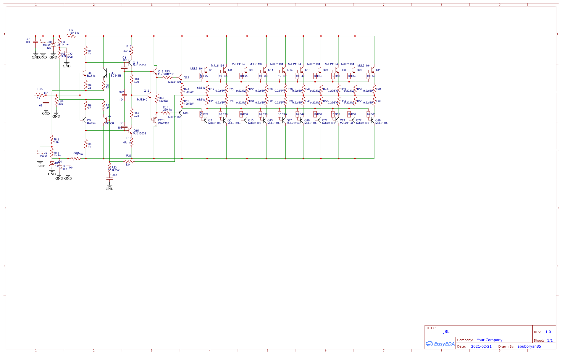 JBL GTO TEF Amplifier EasyEDA open source hardware lab