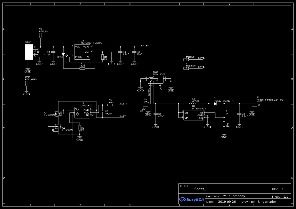 Boost converter and battery charger OSHWLab