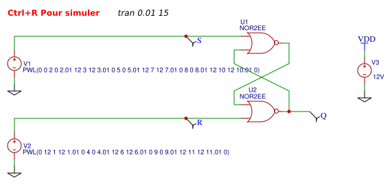 NOR flipFlop with different PWL sources - EasyEDA open source hardware lab